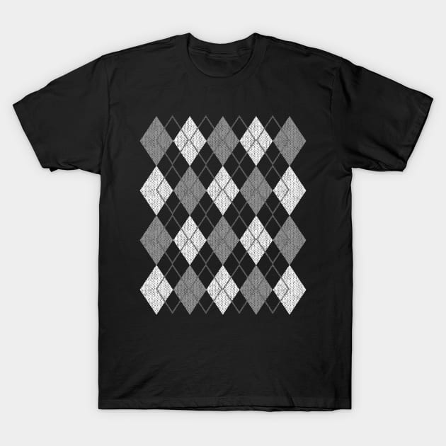 Grey Argyle Sweater Pattern T-Shirt by Muzehack